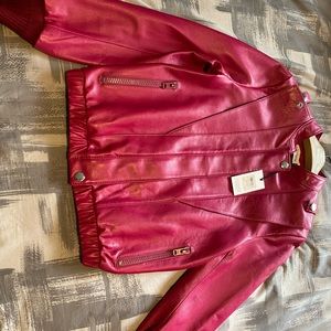Pink Leather Coach jacket. Size 02